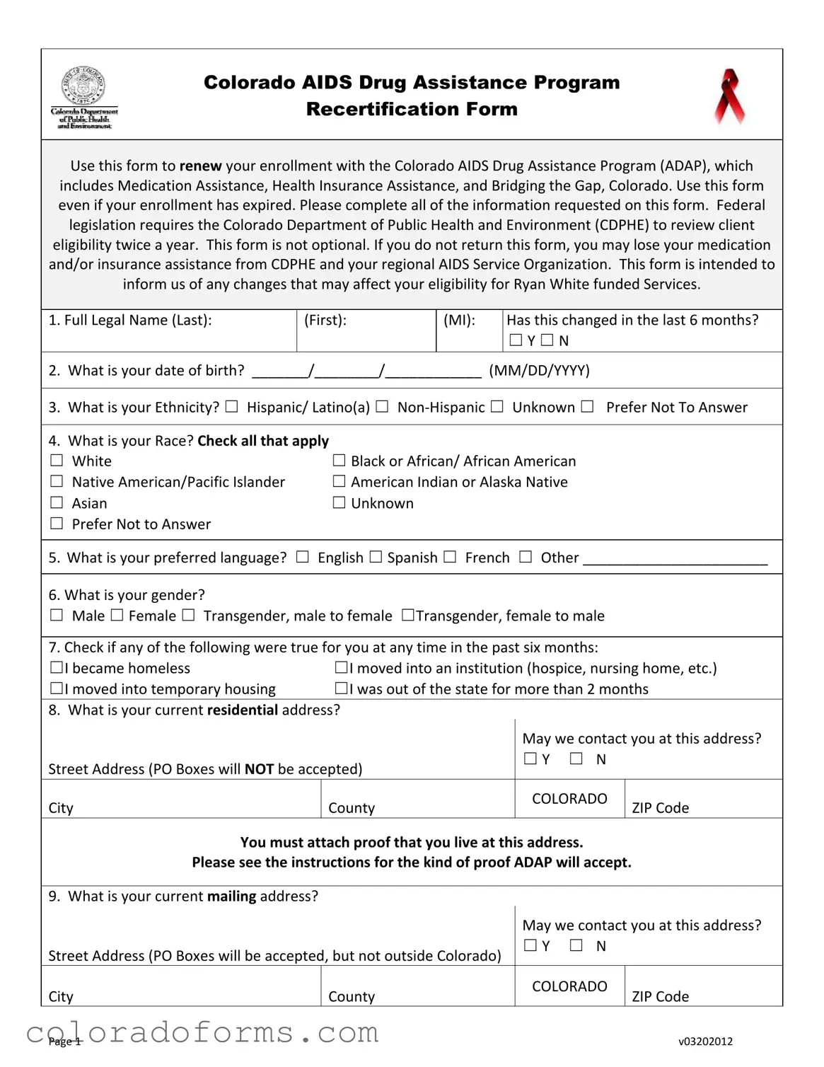 Fill a Valid Adap Colorado Form