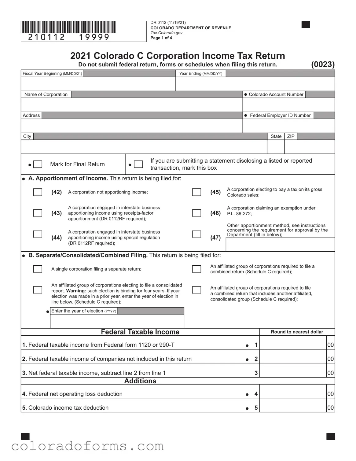 Fill a Valid Colorado 112 Form