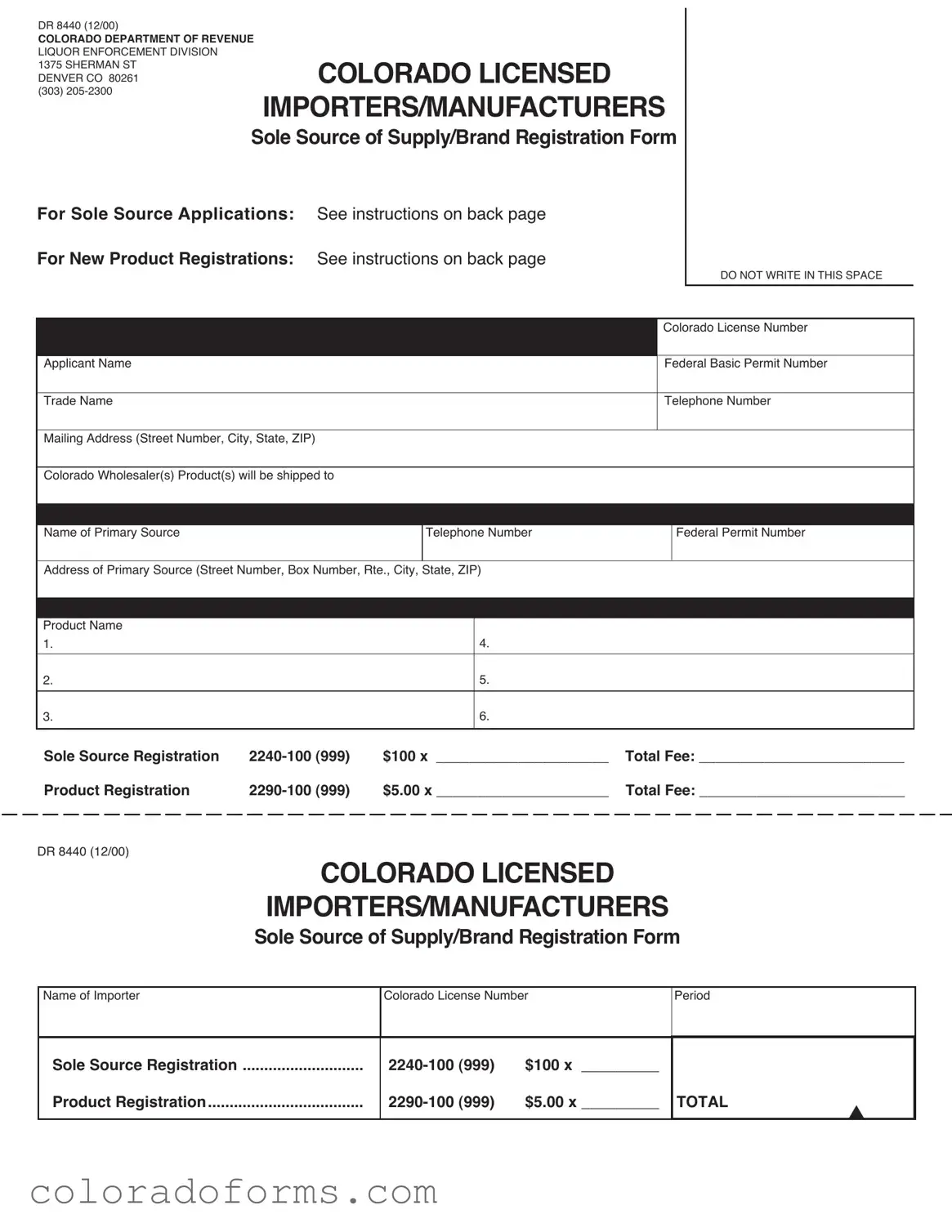 Fill a Valid Colorado Dr 8440 Form