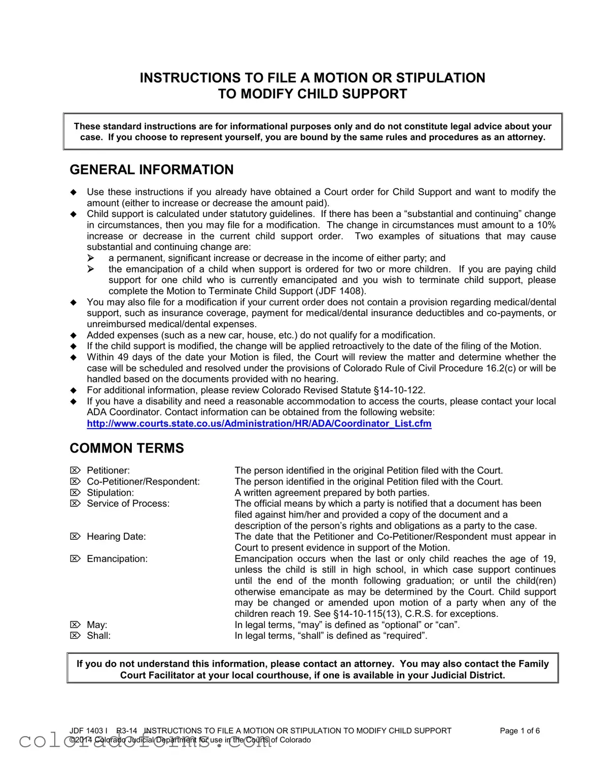 Fill a Valid Colorado Modify Child Form