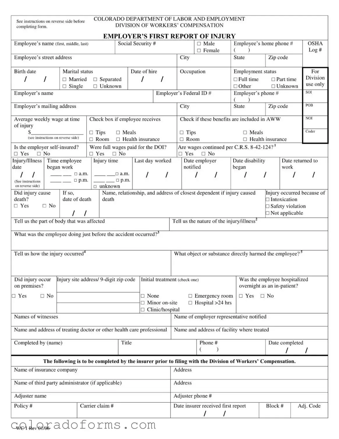 Fill a Valid Colorado Wc 1 Form