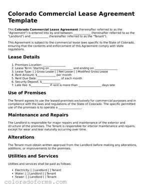 Printable Colorado Commercial Lease Agreement Form
