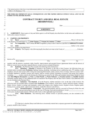 Fill a Valid Colorado Contract Real Residential Form