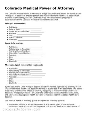 Printable Colorado Medical Power of Attorney Form