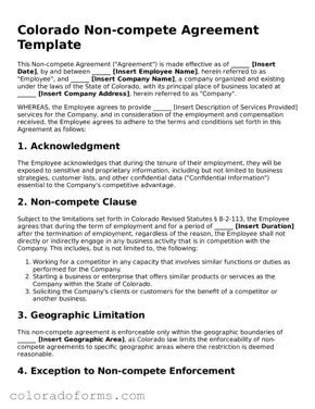 Printable Colorado Non-compete Agreement Form