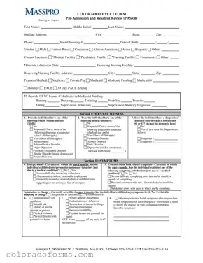 Fill a Valid Colorado Post Admission Level 1 Passr Form