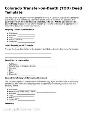 Printable Colorado Transfer-on-Death Deed Form